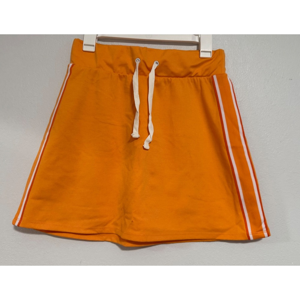Wild‎ Fable Mini Skirt Womens M Orange Excellent Sporty Drawstring Side Stripe